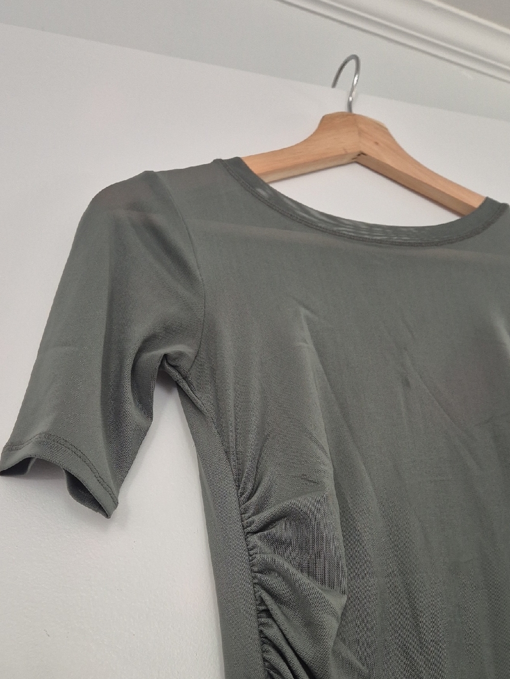 LOFT Olive Ruched Midi Maxi Dress - Picture 4 of 8